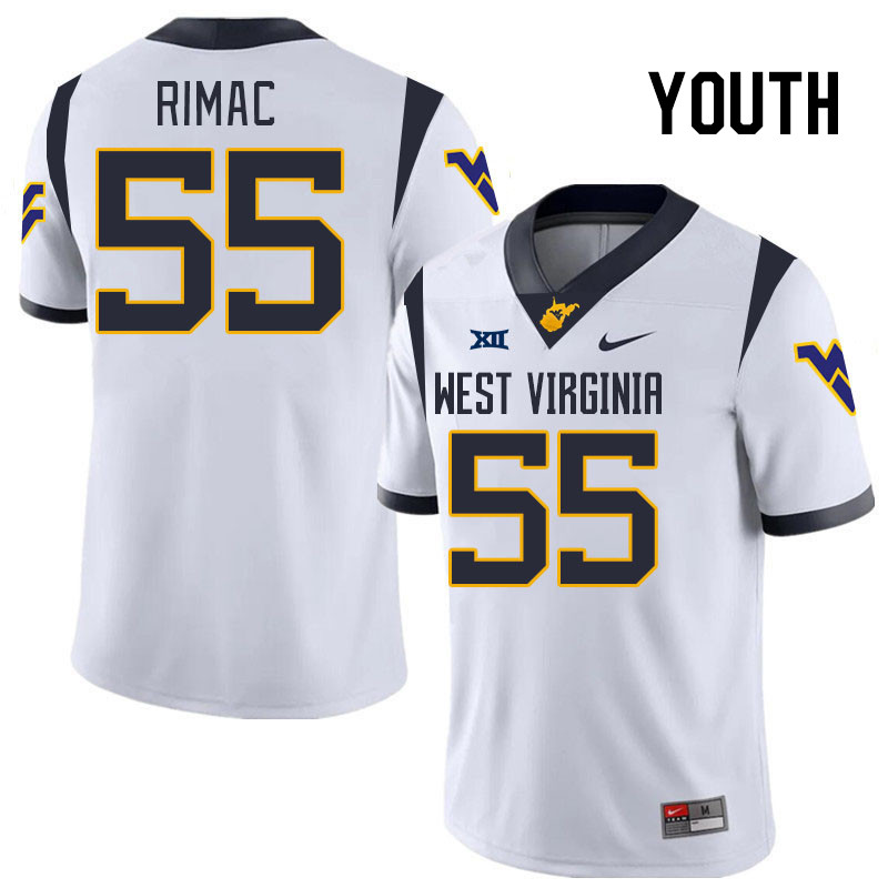 Youth #55 Tomas Rimac West Virginia Mountaineers College 2024 New Uniforms Football Jerseys Stitched